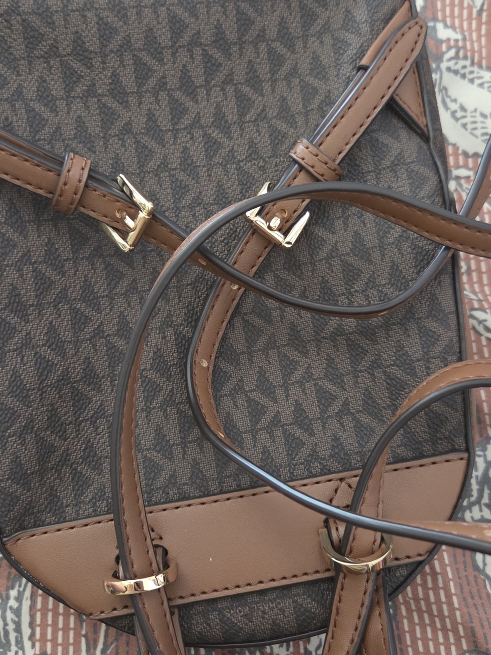 Michael Kors Brown Monogram Mini Backpack - Picture 3 of 5